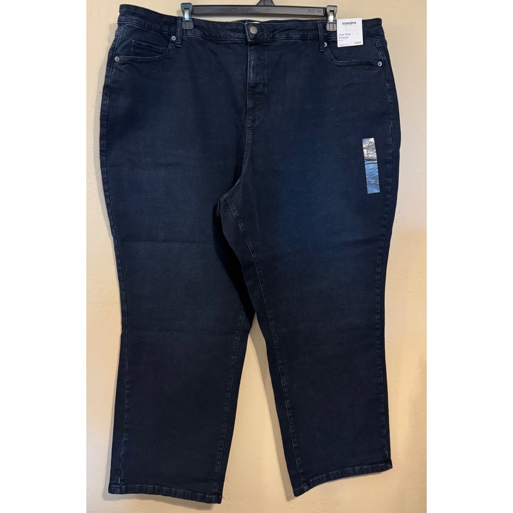 Sonoma Jeans Women 28W Dark Indigo High Rise Straight Leg Stretch Denim NEW‎